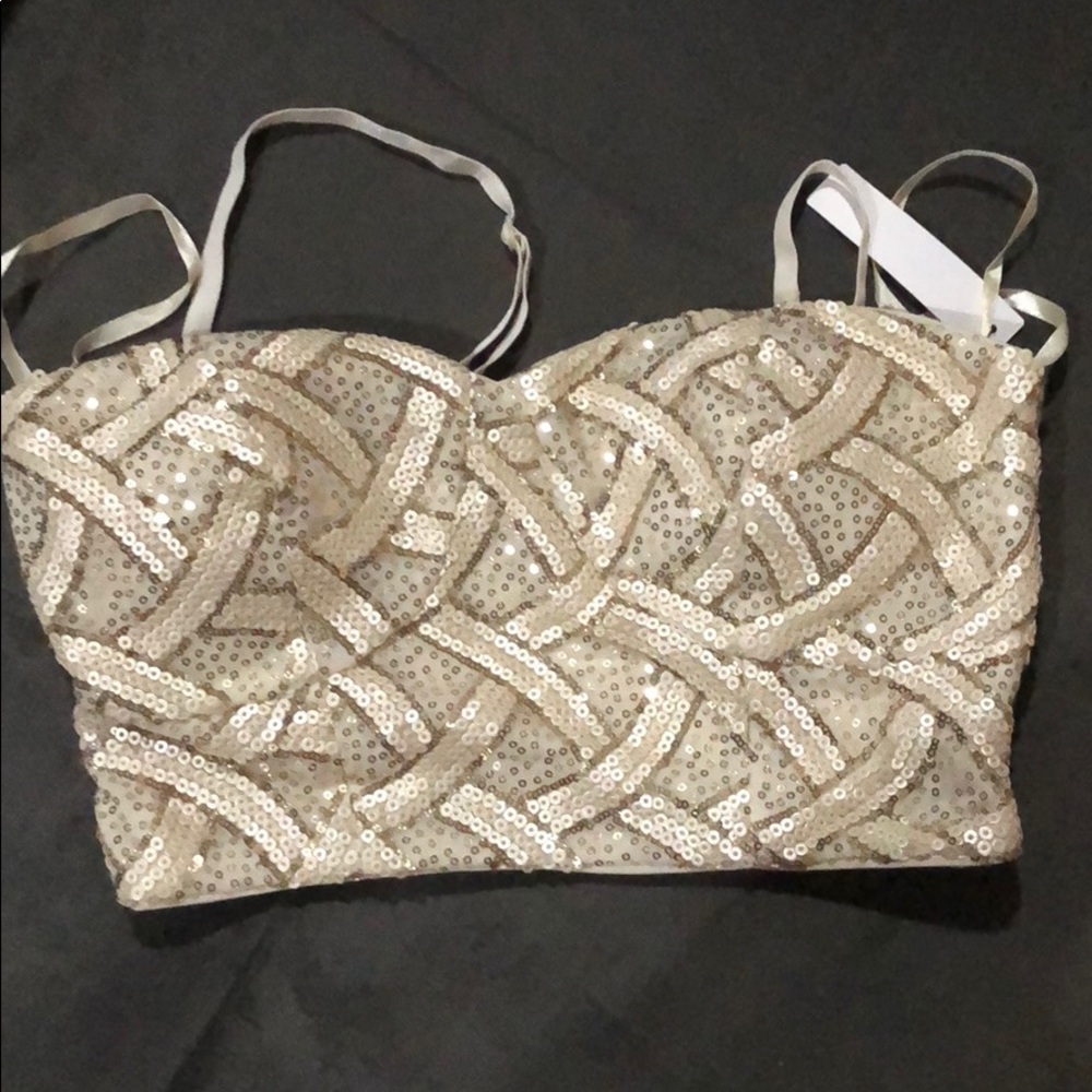 Sequin Strapless Crop Top